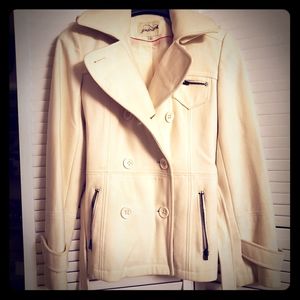 Wool cream colored pea coat in excellent condition